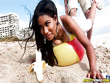 Deviant Black Babe Jenna Foxx Has Fun On The Beach