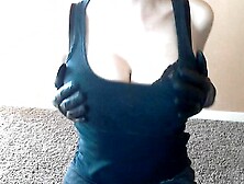 Putting On Gloves To Grope Her Tits
