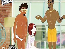 Cute Redhead Sucks Black Cartoon Cock