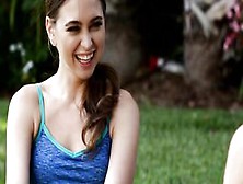 Adult Time - Lesbo Coach Lana Rhoades Teaches 18 Year Old Riley Reed To Stretch And Pounded At Outside Park