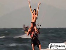 Sexy Babes Kite Boarding And Driving Atv While Enjoying It
