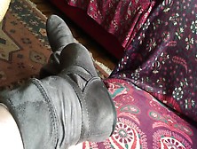Sexy Shoeplay In Grey Calf High Flat Boots Shoe Boot Fetish Toe Tapping