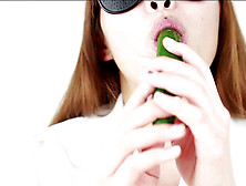 Eating Fetish Women Make Sounds While Licking Cucumber