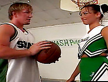 Basketball Team Has A Blast With A Brunette's Hot Body