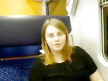 Chunky German Blonde Lady Wanking On A Train