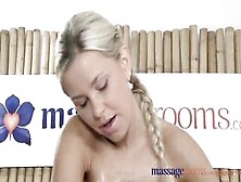 Massage Rooms Hot Blond Masseuse Slides Her Fingers In Youthful Clients Slit