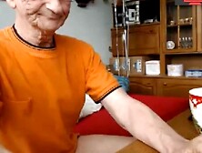 Grandpa Strokes His Big Cock On Webcam