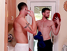 Gay Couple Spray Each Other With Cum After A Football Game