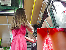 Public Upskirts Of The Hot Girl In The Red A-Line Skirt