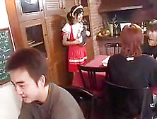 Cute Asian Waitress Giving Emotion