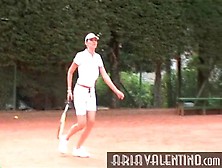 Aria Valentino Plays Tennis Outdoors