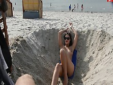 Pretty Girl Masturbates On A Public Beach