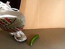 She Crushed A Cucumber With Skechers Sneaker