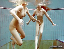 Pair Of Hot Chicks Enjoy Swimming Pool Naked