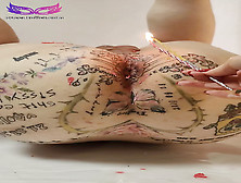Firecracker Candle Onto My Slave's Butt Butt Sex.  Korean Pretty Goddess.