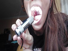 Giantess Plays With A Tiny In Her Mouth Before Blowing It