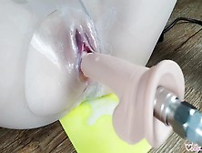 Sex Machine Fucks Pussy Covered In Cum