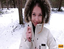 I Love Quick Sex Outdoors Even In Winter - Cum On My Pretty Face Pov