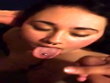 Amateur Collects Cum On Her Pierced Tongue And Face