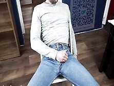 Rubbing In My Levi's Jeans And Moaning While Fucking The Chair And Cum Accidently