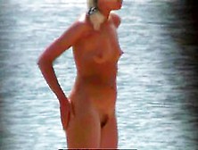 Hot Blonde Shows Her Naked Hairy Pussy On The Beach