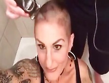 Sexy Girl With Tatoos Gets Buzzed