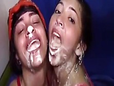 I Put My Cousin And Her Friend To Suck My Dick Deep Throat With Vomiting,  Semen In The Face And Exchange Of Salt Between Them 18