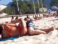 Boy Rides Sweet Ex-Wife On A Public Beach.