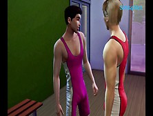 Sims,  3D Long Big Dick,  Gay Toilette Publique