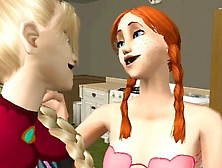 Elsa And Anna Smash Buttfuck In A Kitchen