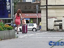 Czech Hot Redhead Fucks Guy Hard In Car Park For Cash