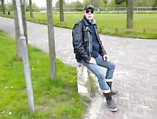 Nlboots - Rubber Boots,  Leather Jacket And Outdoors,  Cold !