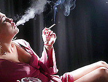 Blonde Chick Is Smoking A Cigarette Is The Ebony Room