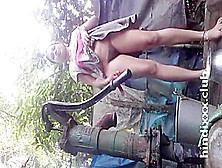 Dehati Girl Bathing Nude Outdoors Selfie Video