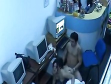 Insane Mushing In The Office Caught By Security Cam!
