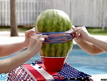 Camsoda Teens With Big Ass And Big Tits Blast A Watermelon With Rubb