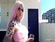 Pink Hair German Teen Penny In Fishnet Stockings Outdoor Sex By Older Guy