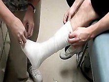 Toe Orgasms - Foot Cast Placed On Twink And His Leg Before Being Taken Off