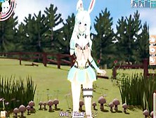 3D/anime/hentai: Cute Bunny Girl Having Fun Outside In The Grass