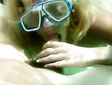 Blonde Hooker With Big Tits In An Underwater Mask Giving A Deep Throat In The Pool