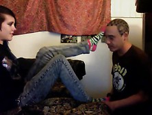 Amateur Emo Chick Makes Thug Her Foot Bitch