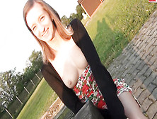 Sexy Teen Girl Ria Shows Her Perky Tits Outdoor