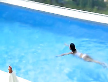 Insane Titty Babe Alone In The Pool