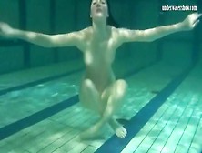 Smooth And Slender Teen Swims In The Pool