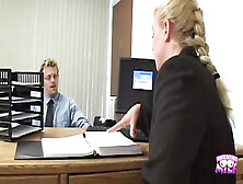 Blonde Boss Has Flaming Hot Sex With Her Handsome Blonde Underling In Her Office