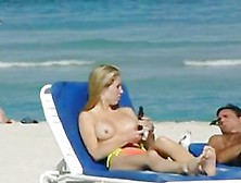 Perfect Blonde With Beautiful Boobies On The Nude Beach