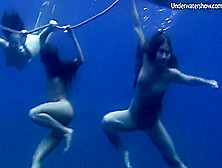 3 Hot Girls Swim And Have Fun In The Sea