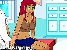 Starfire Hand-Job Sperm Shot Moaning Cumming Rule 34 Cartoon - Hole House Game