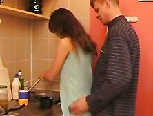 Sex With Young In The Kitchen,  Cums On His Chest!!