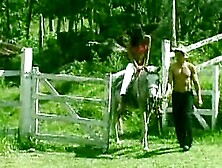 Beautiful Tranny Karol Gives Ass To A Young Cowboy By The River On His Ranch